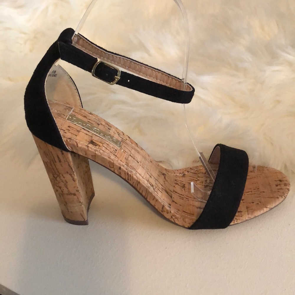 Black Suede Cork Heels